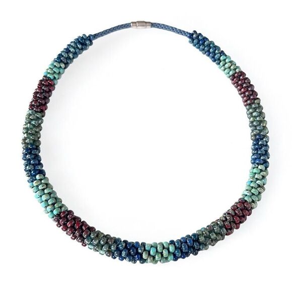 Picasso Seed Bead Woven Rope Necklace - Picture 1 of 5